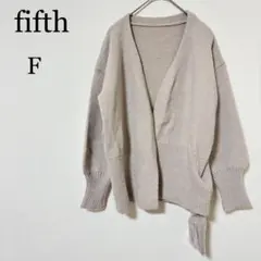 【フィフス】カーディガン F ウエストリブVネックニット　グレージュ　ベルト付き