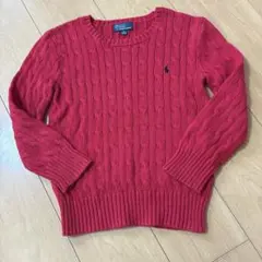 ポロラルフローレン　ケーブルニット　120センチ　赤　レッド