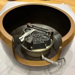 ★中古品★茶道具　唐銅面取風炉　電熱器　敷板　釜環セット（箱無し） ☆中古品☆茶道具 唐銅面取風炉 電熱器 敷板 釜環セット（箱無し