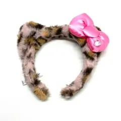 S63-5 USJ ハローキティ カチューシャ レオパード ヒョウ ピンクリボン