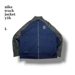 I*X様 NIKE ナイキトラックジャケットジャージy2k刺繍ロゴLネイビー/グ