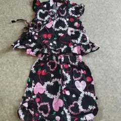 女の子女児用ベビー甚平 フルーツ苺さくらんぼハート柄 サイズ80cm