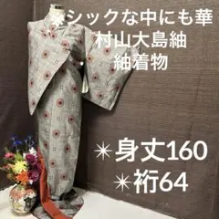 シックなデザイン 村山大島紬 正絹 広衿 袷 YK-822