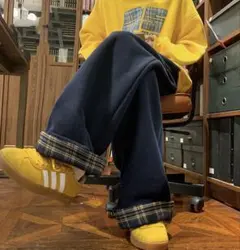 裏起毛 チェック柄 スウェットパンツ　韓国