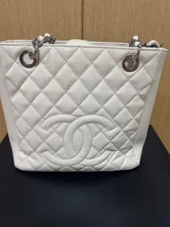 CHANEL シャネルチェーンショルダーバッグ 薄ベージュキャビアスキン超美品