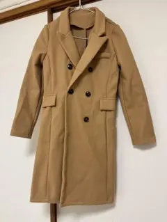 キャメル色 ダブルブレスト ロングコート