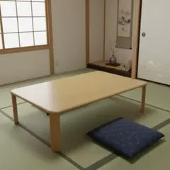 120×75cm【新品】天然木突板 ローテーブル 折りたたみ式 ちゃぶ台