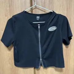 Dazy ブラック クロップドTシャツ XL