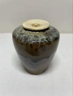 伝統工芸品◇上野焼『十時窯』甫元作 白川硯山作 蓋物 卓上壺 梅干し壺