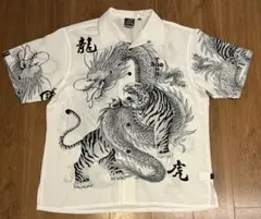 DOGTOWN ドッグタウン 黒龍 和柄 ロゴ刺繍 オープンカラーシャツ XLのサムネイル