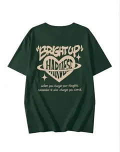 半袖Tシャツ ダークグリーン ハートグラフィック