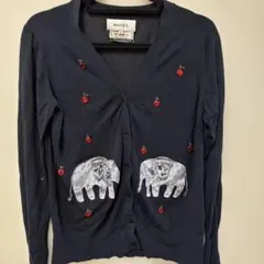 MUVEIL 象モチーフ カーディガン ネイビーのサムネイル