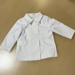 ホワイト ダブルブレスト ベビー キッズ アウター シャツ コットン 古着