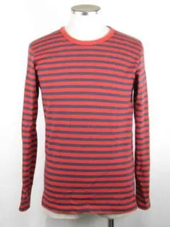 ユニクロ UNIQLO カットソー 長袖 ボーダー コットン M 赤系 A705