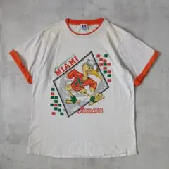 90s USA製　マイアミ・ハリケーンズ　カレッジTシャツ　チーム　二重襟　XLのサムネイル