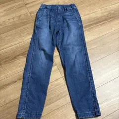 濃い青 ストレートレッグ デニムパンツ