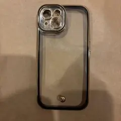 iPhone15 スマホケース クリアケース ブラック＆ゴールド