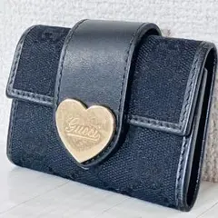 GUCCI グッチ　ラブリーハート　キーケース　ブラック　黒　キャンバス