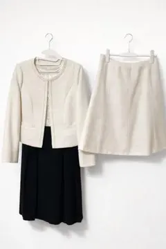 セレモニー 3点セット　卒業式　卒園　入学　ママスーツ　ツイード　M 11号