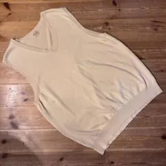 Papas パパス 日本製 メンズL カシミヤ混 ベージュ Vネックニットベストのサムネイル