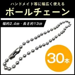 シルバー キーホルダー チェーン ハンドメイド ストラップ 30本 ボール