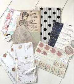 ハンドメイド ペーパー類まとめ売り サンキューシール 宛名シール 台紙 梱包