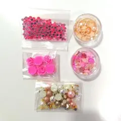 デコレーションパーツセット*赤〜ピンク〜オレンジ系*デコパーツ
