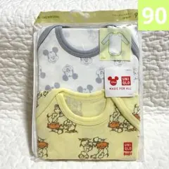 【新品未開封】ユニクロ　ボディスーツ(長袖)ミッキー　チップデール90㎝　2枚組