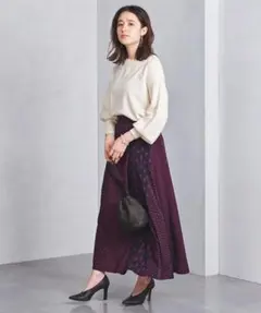 UNITED ARROWS ビットプリントスカート　ピンク　幾何学 フレアロング