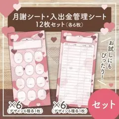 貯金シート 2種セット 12枚｜月謝＋入出金管理｜A6 バインダー【ハート】のサムネイル