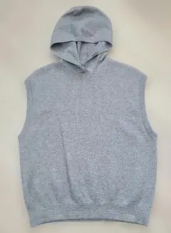 グレー フード付き ニットベスト