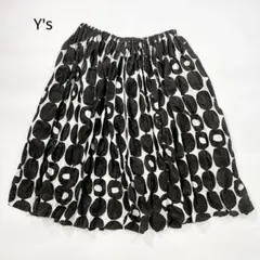 Y's ワイズ ドット ギャザースカート 2 M 綿100 ヨウジヤマモト 白黒のサムネイル