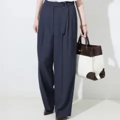新品　スローブイエナ　ウォッシャブルベルデッドイージーパンツ ネイビー　38