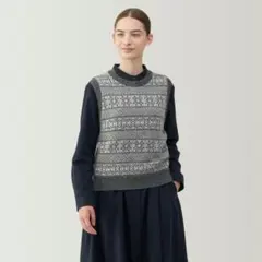 無印良品アンデスウールジャガード編みベスト グレー新品未使用