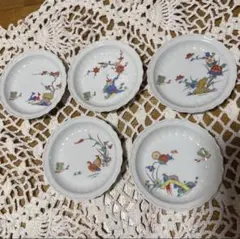 【伝統工芸・和食器】色絵 皿 5枚セット 銘々皿 中皿 骨董
