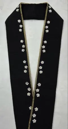 k-001 重ね襟　振袖　成人式　金ビーズ付き　小花刺繍　黒