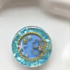 【再販△】レジン ヘアゴム シェル入り　海　クリアブルー◡̈♥︎ ※透け感あり 再販△】レジン ヘアゴム シェル入り 海 クリアブルー◡̈♥︎ ※透け感