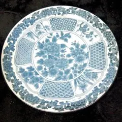 たち吉　染付　伝統紋様　四季の花　大皿　直径30センチのサムネイル