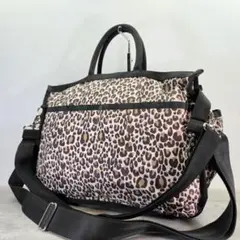 【極美品】レスポートサック ボストンバッグ 2way ナイロン レオパード