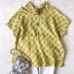極美品◇マッキントッシュロンドン コットンシャツ 幾何学柄 パープル 