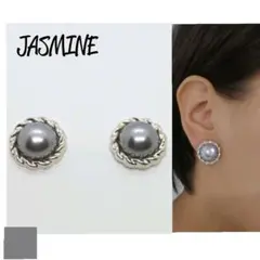 #249  プチぷら大人綺麗シルバーグレーパールピアス