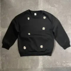 SHEIN 花柄刺繍 スウェットトレーナー黒8Y