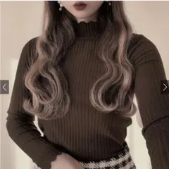 GRL ハイネックメロウフリルリブトップス[iz59]