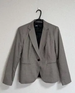 千鳥柄ジャケット　ブラウン