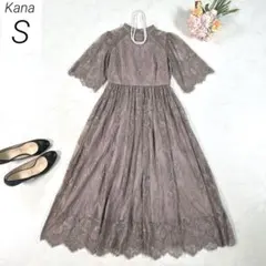 Kana　パーティードレス　ワンピース　総レース　結婚式　お呼ばれ　ピンク　Sのサムネイル