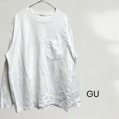 GU ヘビーウエイトクルーネックT 長袖 白 L