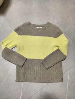 ブラウンとイエローのストライプニットセーターZARA