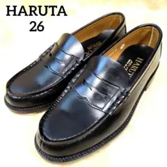 極美品 ハルタ コインローファー ビジネスシューズ 革靴 レザー ブラック 27