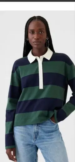 GAP ストライプ長袖ポロシャツのサムネイル