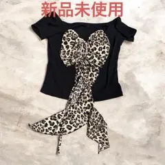 ROMWE J-Fashion ヒョウ柄オフショルシャツ(Y2Kレトロ)